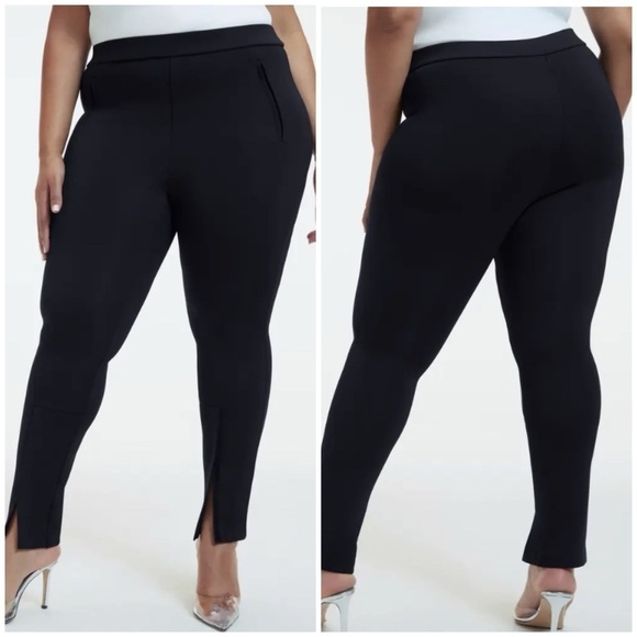 Good American Pull-On Slit Hem Slim Fit Scuba Pants - Picture 1 of 10